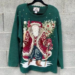 Large Vintage Knit Santa Sweater